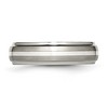 Black Bow Jewelry 6mm Titanium & Sterling Silver Ridged Edge Standard Fit Band - 3 of 4
