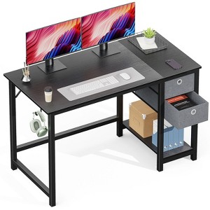 Computer Desk with Drawers 55 Inch Home Office Desk Writing Desk Work Desk PC Table Study Desk with 2-Tier Drawers Storage Shelf Side Hook - 1 of 4