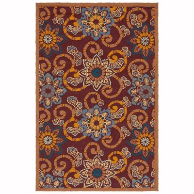 Handmade Burgundy Floral 8' x 10' Synthetic Area Rug