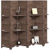 HOMCOM 67" Tall Wood Privacy Screen Room Divider with 3 Display Shelves, and Folding Storage for Bedroom or Home Office - 4 of 4