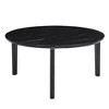 Maliang 36 Inch Round Small Coffee Table, Imitation Marble Tabletop With Rubber Wood Solid Wood Legs For Living Room, Office - 2 of 4