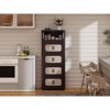 MAYEERTY 20" Side 5 Tiers Plastic Folding Storage Cabinet with Magnetic Door Wheels for Living Room Retro Brown - 3 of 4