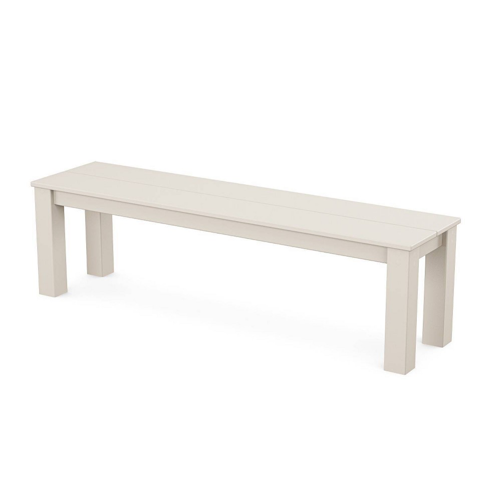 POLYWOOD Parsons Outdoor Patio Dining Bench Sand: 60" Weather-Resistant Garden Seating