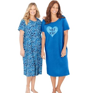 Dreams & Co. Plus Size 2-Pack Long Sleepshirts - 1 of 4