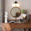 POWLIG 14.17-in 2-Light Black&Gold Bathroom Light Fixtures Over Mirror Vanity Lighting with Milk White Glass Globe Shades - 4 of 4