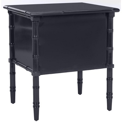 Mina 25" Navy Lacquered Bamboo 2-Drawer Nightstand
