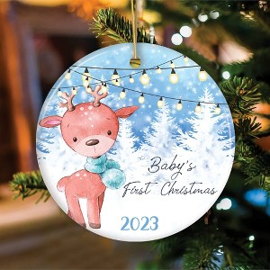 Baby's First Christmas Reindeer Girl and Boy Christmas Ornament| OrnamentallyYou - 1 of 4