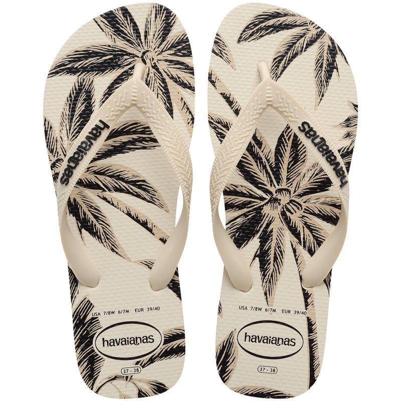 Havaianas Women's Logo Flip Sandals - Beige/Black Print 6