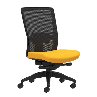 Union & Scale Fabric Task Chair Goldenrod Adjustable Lumbar Armless 53655