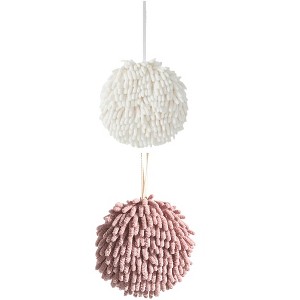 REGALWOVEN 2 Pack Soft Absorbent Chenille Fuzzy Ball Hand Towels for Bathroom Home Decor 6" x 6" - 1 of 4