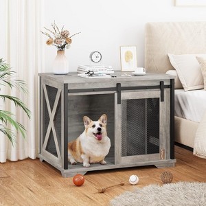 Dog Crate Furniture,Dog Kennel Furniture with Sliding Barn Door & Flip Top - 36" Large Pet Cage Divider, 360¡ã Wheels for Pets Up to 70Lbs - 1 of 4