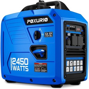 POXURIO 2450W Inverter Generator Gas Powered Super Quiet 59dB Blue 6L Tank 14 Hour Runtime 43LB Portable Home Use - 1 of 4