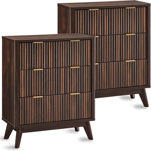 SinCiDo Modern Fluted Nightstand Set of 2, Faux Marble Top Side Tables w/3 Storage Drawers, End Tables for Bedroom, Living Room - 1 of 4