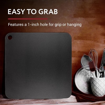 14x14 Inch Black Steel Pizza Baking Plate with Finger Hole