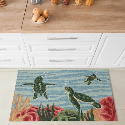 Hand-Tufted Blue Synthetic Coastal Marine Area Rug 2' x 3'