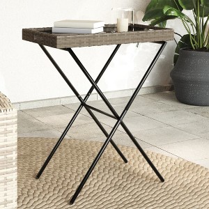 Folding Tray Table Grey Flat PE rattan, powder-coated steel, PC board - 1 of 4