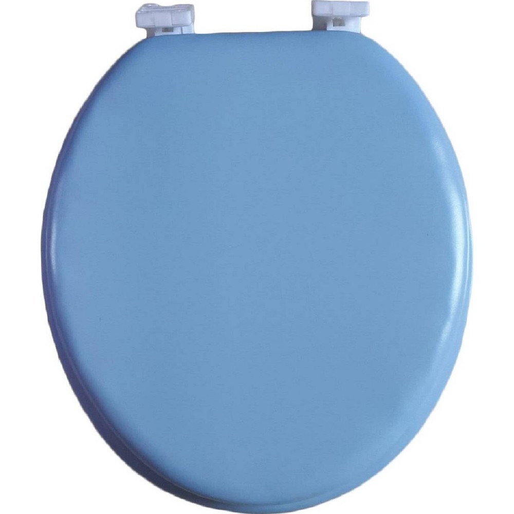 Photos - Toilet Accessory Soft Round Toilet Seat with Easy Clean & Change Hinge Light Blue - J&V TEX