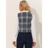 INSPIRE CHIC Women's Vintage Plaid V Neck Single Breasted Sleeveless Vest - 3 of 4