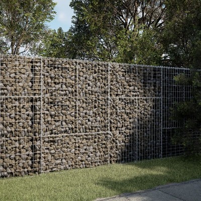 vidaXL Gabion Basket Silver Galvanized Iron 78.7 x 19.7 x 19.7 in