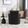 CAVINAS Modern Swivel Lounge Chair, Ergonomic Round Arm Accent Chair with PU Leather Upholstery, 360-Degree Rotating Base & Dual Pillow Support - 2 of 4