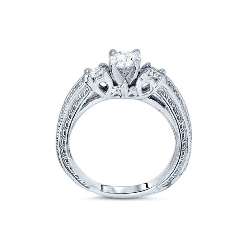 Pompeii3 1ct Vintage Diamond Engagement 3-Stone Ring 14K White Gold, 2 of 6