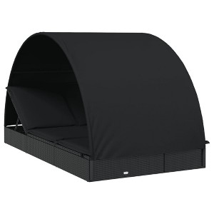 vidaXL Sunbed Black PE rattan, powder-coated steel, fabric (100% polyester) - 1 of 1