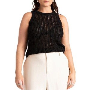 ELOQUII Women's Plus Size Crochet Knitted Tank - 1 of 4