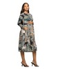 24seven Comfort Apparel Maternity Long Sleeve Midi Dress in Teal Paisley Floral Print - 2 of 3