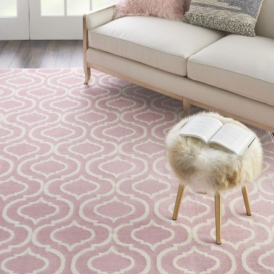 Moroccan Trellis Pink Viscose 8' x 10' Easy-Care Area Rug