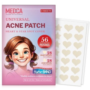 MEDca Hydrocolloid Acne Patches for Face – 56-Count Pimple Spot Bandages in Hearts & Stars for Acne, Zits & Blackheads - 1 of 4