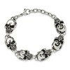 Black Bow Jewelry Men's Stainless Steel Antiqued Skulls Bracelet - 8.5 Inch - 4 of 4