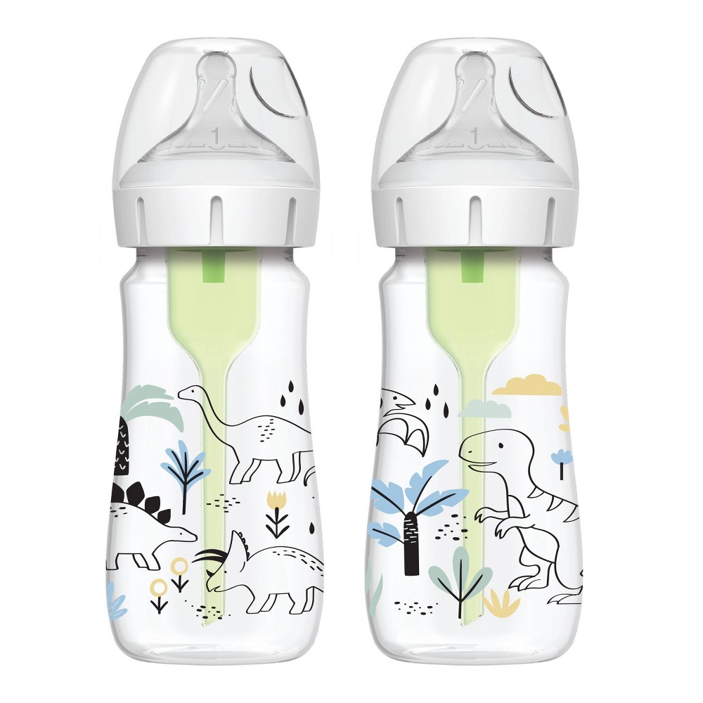 Photos - Baby Bottle / Sippy Cup Dr.Browns Dr. Brown's Anti-Colic Options+ Wide-Neck Baby Bottle - Dino Designs - 9 f 