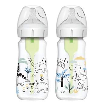 Dr. Brown's Anti-Colic Options+ Wide-Neck Baby Bottle - Dino Designs - 9 fl oz/2pk