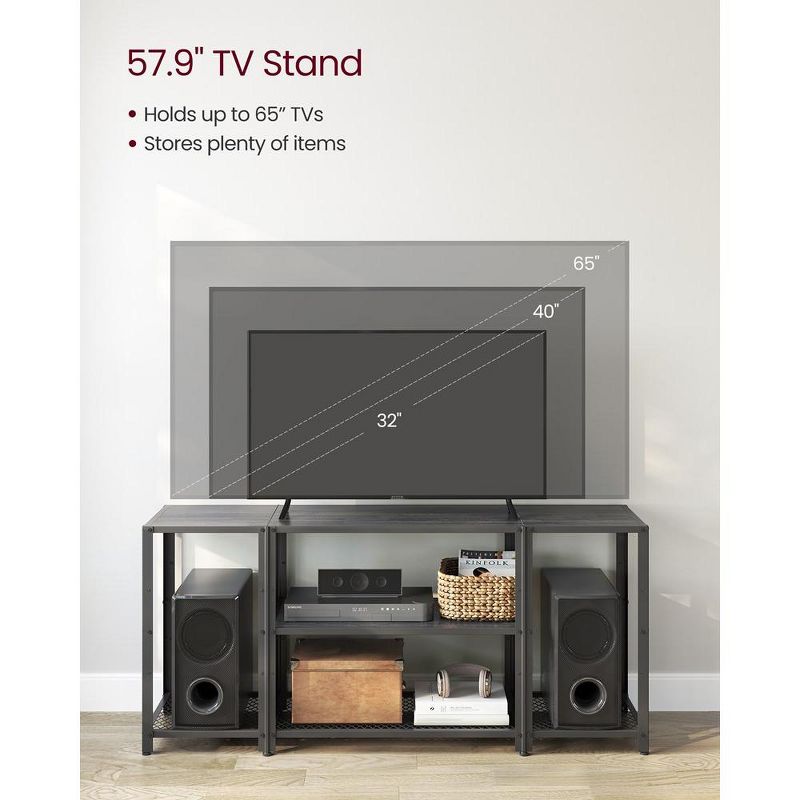 VASAGLE TV Stand Industrial Entertainment Center, Modern TV Console with Open Storage Shelves, 5 of 8