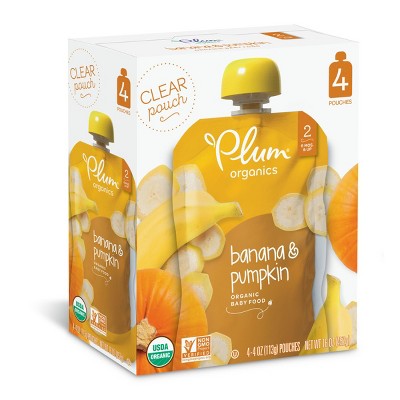 Plum Organics 4pk Banana & Pumpkin Baby Food Pouches - 16oz