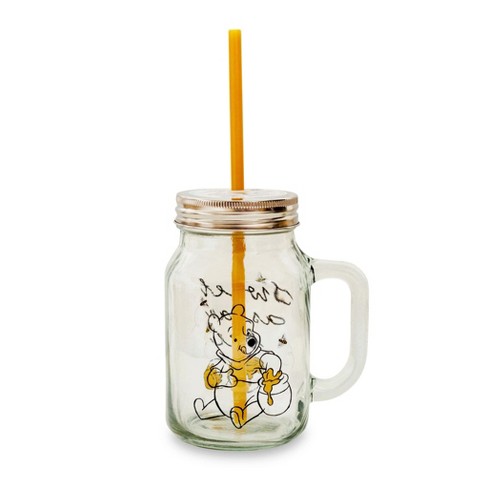 Silver Buffalo Winnie The Pooh Sweet As Can Bee 21 Ounce Glass Mason Jar  With Lid And Straw : Target