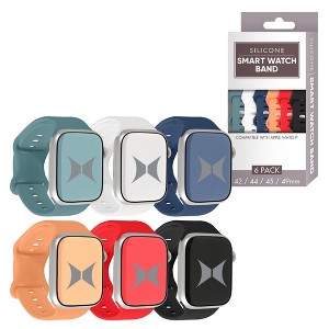 Xtreme Smart Watch Multicolored Soft Silicone Band 6 Pack – Large Size, Waterproof, New Buckle Design - 1 of 4