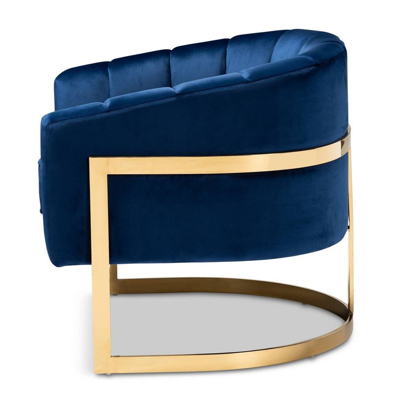 Tomasso Velvet Lounge Chair Blue - Baxton Studio, 5 of 11