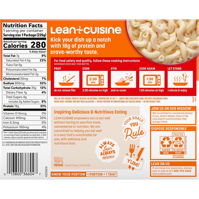 Lean Cuisine Protein Kick Frozen Vermont White Cheddar Macaroni and Cheese - 8oz, 5 of 14