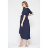 Hello Miz Women's Hi-Low Short Sleeve V Neck Maternity Wrap Dress with Belt - 3 of 4