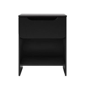GlasFlength Nightstands Modern Nightstand Bedroom Nightstand Bedside Table with Drawer Open Shelf for Living Room, Black, 18.88"*15.63"*24.38" - 1 of 4