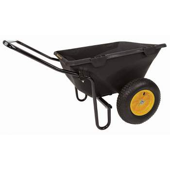 Polar Trailer 7 Cubic Foot Heavy Duty Utility Yard Garden Cart Wheelbarrow Cub Cart with Handle and Wide Track Rubber Wheels Hauling Outdoor, Black