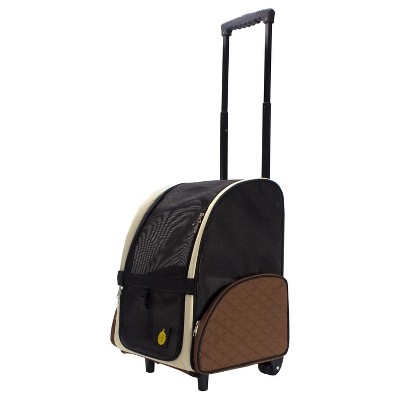 Photo 1 of FrontPet FRO-RPC2 Airline Approved Airport Rolling Dog Travel Carrier with Wheels and Backpack Straps, Strong Breathable Mesh Panels, Brown