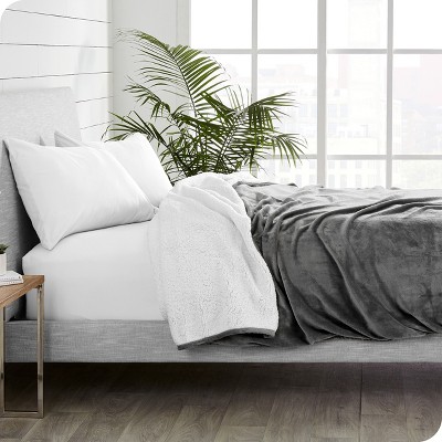 Gray Reversible Sherpa Fleece Toddler Throw Blanket