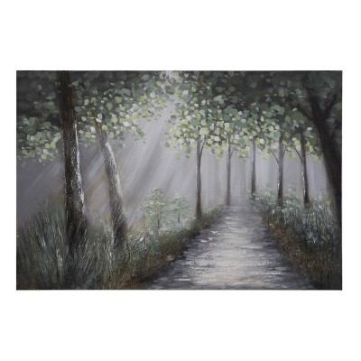 Yosemite Home Decor 'Lighted Path I' - 47"Wx32"H Wall Art on Canvas, Hand Painted with 3D accents - Multi-Color