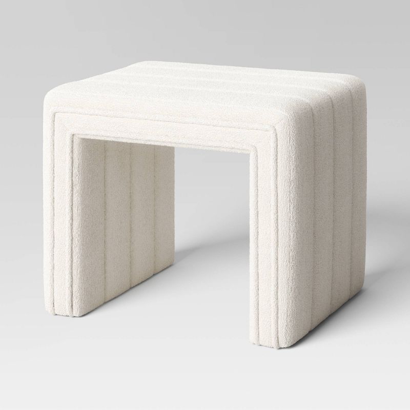 Channel Tufted Boucle Ottoman Cream/Gray - Threshold&#8482;, 1 of 7