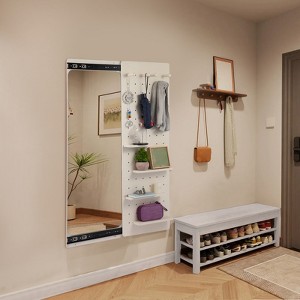Wall Mounted Full Length Mirror with Shelf, Full Body Mirror with Pegboard, Wall Bathroom Makeup Mirror for Bedroom Living Room Dressing Room - 1 of 4