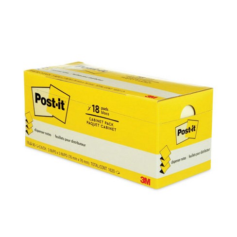 Post-it Pop-up Notes Original Canary Yellow Pop-up Refill Cabinet Pack, 3" x 3", Canary Yellow, 90 Sheets/Pad, 18 Pads/Pack - image 1 of 4