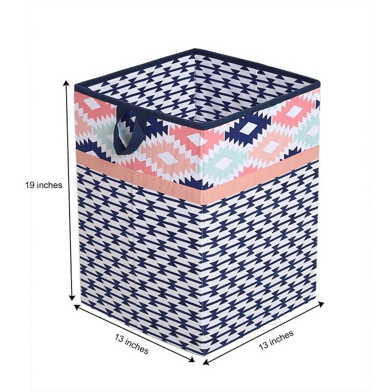 Bacati - Emma Kilim Coral/Mint/Navy Collapsible Laundry Hamper, 4 of 7