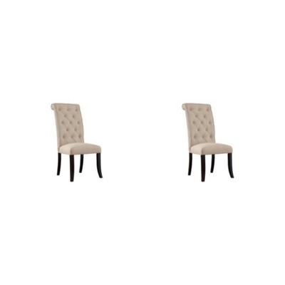 Elegant Linen Upholstered Parsons Side Chair with Metal Accents